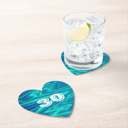 Blauwgroen Blauwe Golven Abstract 30ste Verjaardag Kartonnen Onderzetters (Insitu)