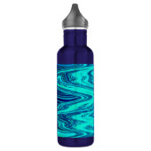 Blauwgroen blauwe golven Abstract moderne kunststo Waterfles (Links)