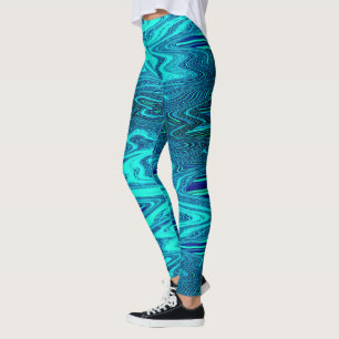 Blauwgroen blauwe golven Abstracte moderne Art Cut Leggings