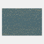 Blauwgroen blauwe gouden strepen kerstbomen Confet Inpakpapier Vel (Voorkant 3)