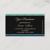 Blauwgroen Blauwe Grenzen op Zwart Professioneel S Visitekaartje (Achterkant)