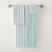 Blauwgroen blauwe grijze strepen bad handdoek (Insitu)