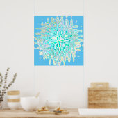 Blauwgroen Blauwe Groen Wave Bubble Abstracte Patr Poster (Keuken)