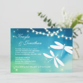 Blauwgroen Blauwe & Groene Dragonfly Huwelijksuitn Kaart (Staand voorkant)