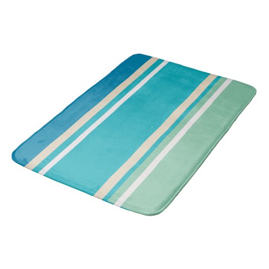 Blauwgroen blauwe, groene en turkooisstrepen badmat (Gekanteld)