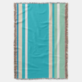 Blauwgroen blauwe, groene en turkooisstrepen deken (Voorkant Verticaal)