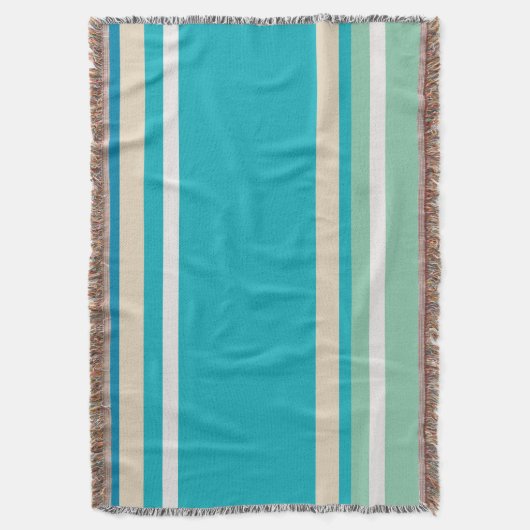 Blauwgroen blauwe, groene en turkooisstrepen deken (Voorkant Verticaal)