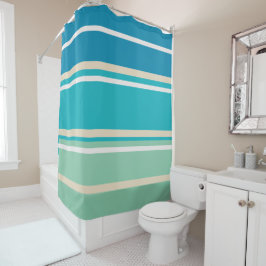 Blauwgroen blauwe, groene en turkooisstrepen douchegordijn