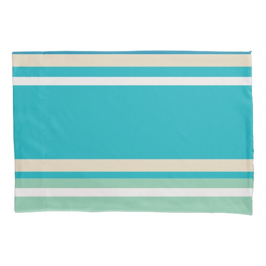 Blauwgroen blauwe, groene en turkooisstrepen kussensloop (Voorkant)