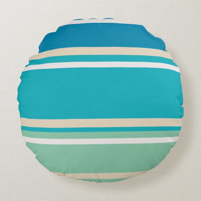 Blauwgroen blauwe, groene en turkooisstrepen rond kussen (Voorkant)