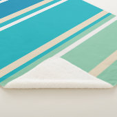 Blauwgroen blauwe, groene en turkooisstrepen sherpa deken (3/4)