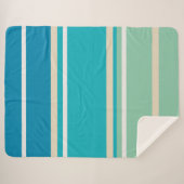 Blauwgroen blauwe, groene en turkooisstrepen sherpa deken (Voorkant (horizontaal))