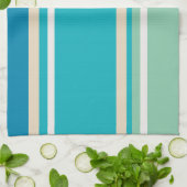 Blauwgroen blauwe, groene en turkooisstrepen theedoek (Gevouwen)