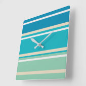 Blauwgroen blauwe, groene en turkooisstrepen vierkante klok (Hoek)