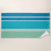 Blauwgroen Blauwe, groene en Turquoise Stripes T Strandlaken (Voorkant)