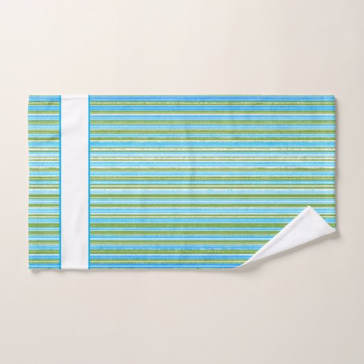 Blauwgroen, Blauwe, Groene, en Witte Strepen Bad Handdoek (Handdoek)