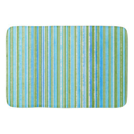Blauwgroen, blauwe, groene en witte strepen badmat