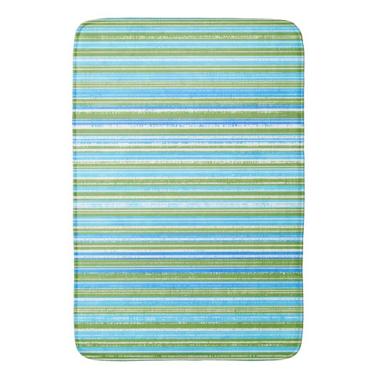 Blauwgroen, blauwe, groene en witte strepen badmat (Voorkant Verticaal)