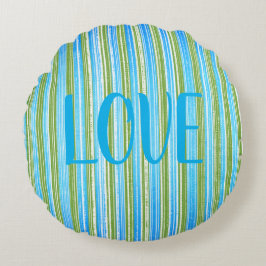 Blauwgroen, Blauwe, Groene, en Witte Strepen Rond Kussen