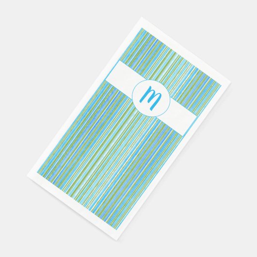 Blauwgroen, Blauwe, Groene, en Witte Strepen Servet (Hoek)