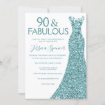 Blauwgroen Blauwe Groene Glitter Dress 90th Birthd Kaart<br><div class="desc">Blauwgroen Blue Green Glitter Dress 90th Birthday Party Invitation Variations to the uitnodiging and matching items in onze winkel</div>