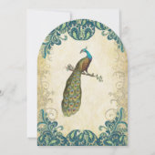 Blauwgroen blauwe groene gouden Limoen Peacock Wed Kaart (Achterkant)