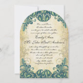 Blauwgroen blauwe groene gouden Limoen Peacock Wed Kaart (Voorkant)