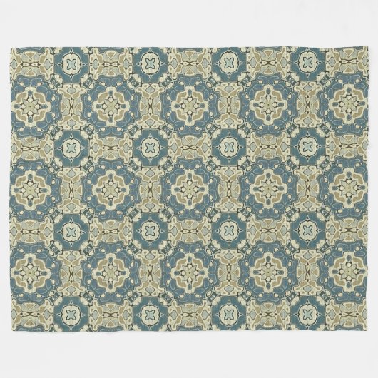 Blauwgroen blauwe groene grijze Ochre Hip Bohemian Fleece Deken (Voorkant (Horizontaal))