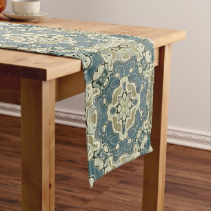 Blauwgroen blauwe groene grijze Ochre Hip Bohemian Korte Tafelloper