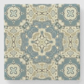 Blauwgroen blauwe groene grijze Ochre Hip Bohemian Stenen Onderzetter (Voorkant)