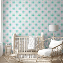 Blauwgroen Blauwe Groene Harten op Wit Behang