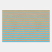 Blauwgroen blauwe groene lijnen Faux Rustic Brown Inpakpapier Vel (Voorkant)