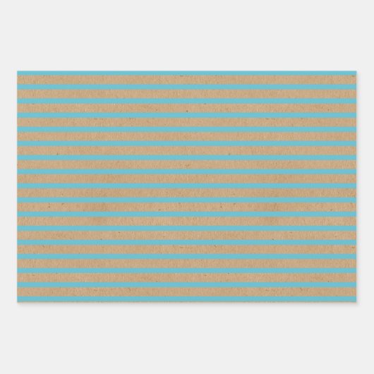 Blauwgroen blauwe groene lijnen Faux Rustic Brown Inpakpapier Vel (Voorkant)