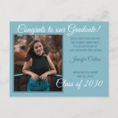 Blauwgroen blauwe groene minimalistische Afstudere Briefkaart (Voorkant)