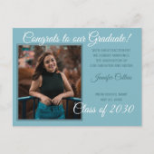 Blauwgroen blauwe groene minimalistische Afstudere Briefkaart (Voorkant)