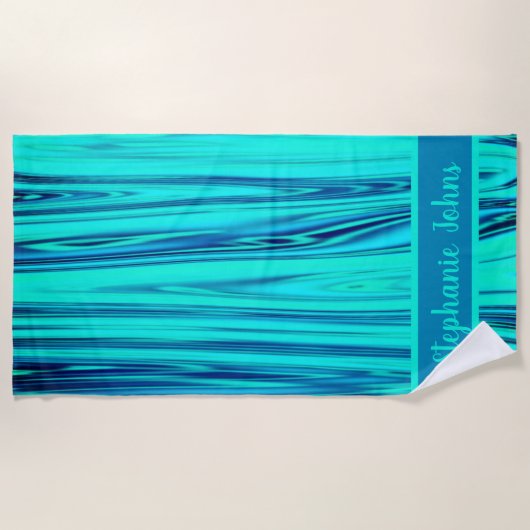 Blauwgroen blauwe groene oceaangolf Abstracte mono Strandlaken (Voorkant)