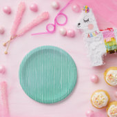 Blauwgroen blauwe groene Waterverf met witte strep Papieren Bordje (Feest)