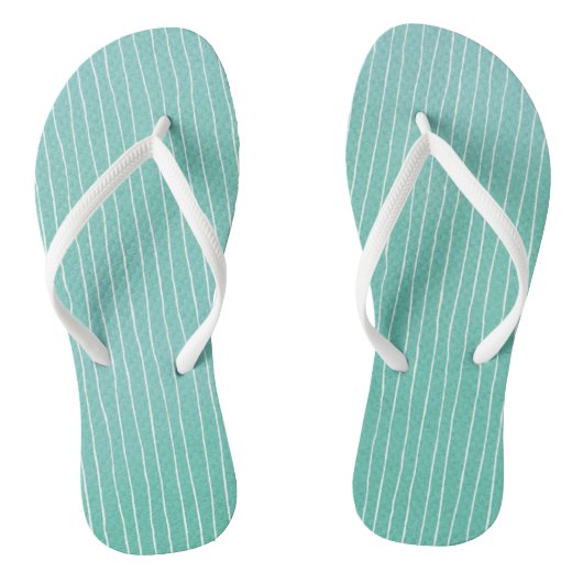 Blauwgroen blauwe groene Waterverf met witte strep Teenslippers (Voetbed)