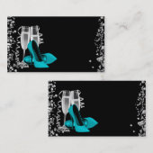 Blauwgroen Blauwe Hoge Hak Schoen Visitekaartjes (Voorkant / Achterkant)