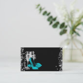 Blauwgroen Blauwe Hoge Hak Schoen Visitekaartjes (Staand voorkant)