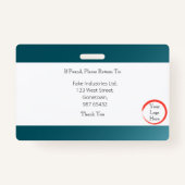 Blauwgroen blauwe identiteitskaart van de Fade (Ho Badge (Achterkant)