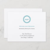 Blauwgroen blauwe initialen bruiloft informatiekaartje (Voorkant / Achterkant)