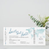 Blauwgroen blauwe instapkaart wereldkaart opslaan (Staand voorkant)