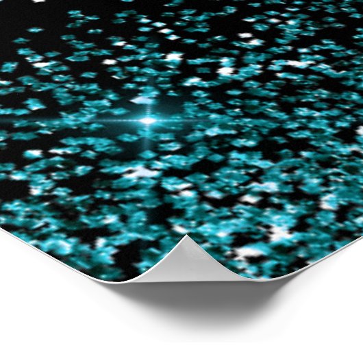 Blauwgroen Blauwe Jurk Faux Glitter Quinceanera We Poster (Hoek)