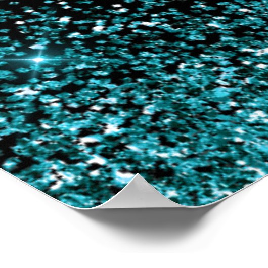 Blauwgroen Blauwe Jurk Faux Glitter Sweet 16 Welko Poster (Hoek)