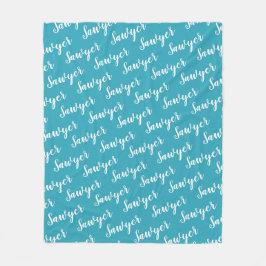 Blauwgroen blauwe kalligrafie Aangepaste herhaling Fleece Deken