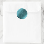 Blauwgroen blauwe kalligrafie Monogram Wax Seal St Ronde Sticker (Tas)