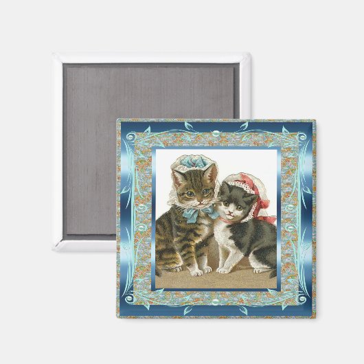  Blauwgroen  blauwe katten Magneet (Voorkant / Achterkant)