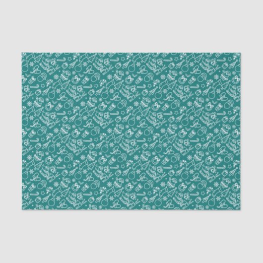 Blauwgroen Blauwe Kerst Icon Set Vakantie Tissuepapier (Voorkant)