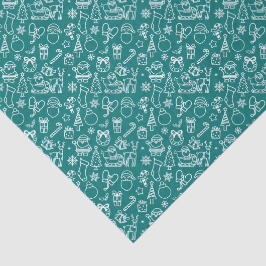 Blauwgroen Blauwe Kerst Icon Set Vakantie Tissuepapier (Detail)